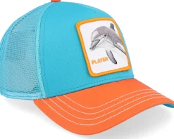 The Player Dolphin Turquoise/Orange A-Frame Trucker - Goorin Bros.