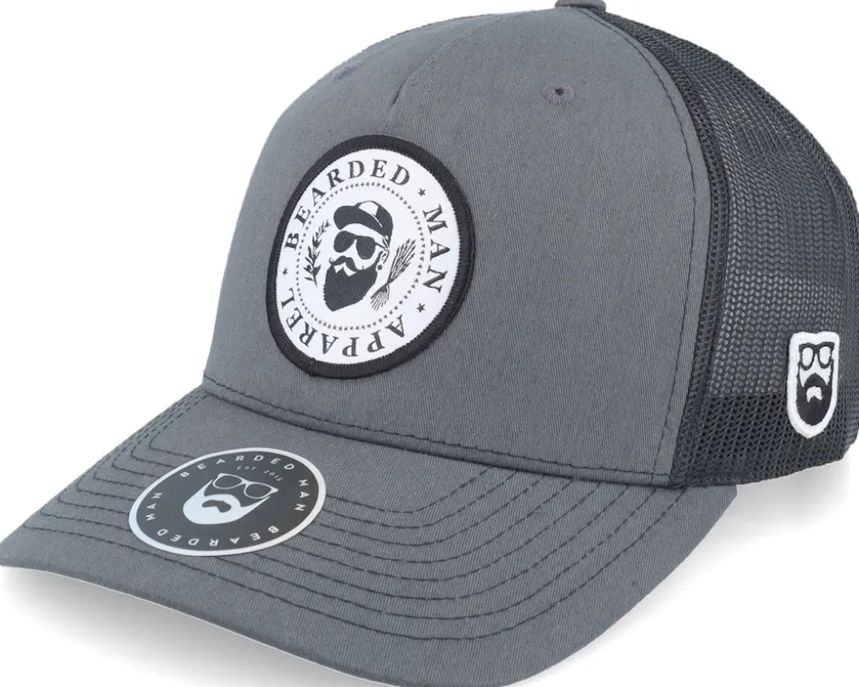 The President Of Beards Patch Black Trucker - Bearded Man