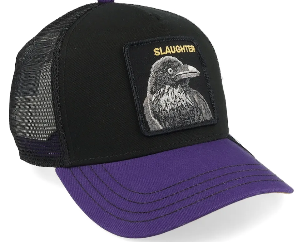 The Slaughter Bird Black/Purple A-Frame Trucker - Goorin Bros.