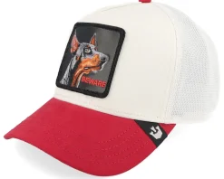 The Suede Doberman Micro Suede White/Red A-Frame Trucker - Goorin Bros.