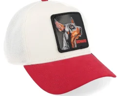 The Suede Doberman Micro Suede White/Red A-Frame Trucker - Goorin Bros.