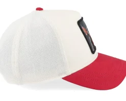 The Suede Doberman Micro Suede White/Red A-Frame Trucker - Goorin Bros.