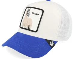 The Suede Horse Micro Suede Cream/Blue A-Frame Trucker - Goorin Bros.