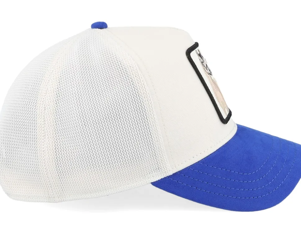 The Suede Horse Micro Suede Cream/Blue A-Frame Trucker - Goorin Bros.