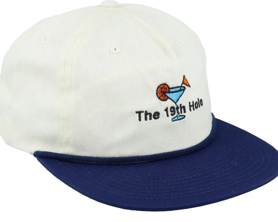 The 19th Hole Golf Logo Rope Ivory/Navy Snapback - Pins & Stripes