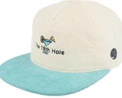 The 19th Hole Golf Logo White/Teal Snapback - Pins & Stripes