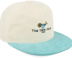 The 19th Hole Golf Logo White/Teal Snapback - Pins & Stripes