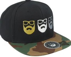 Three Logo Black/Camo Snapback - Bearded Man