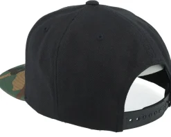 Three Logo Black/Camo Snapback - Bearded Man
