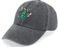 Thug Alien With Guns Washed Black Dad Cap - Abducted