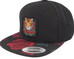 Tiger & Roses Black/Red Snapback - Iconic