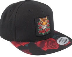 Tiger & Roses Black/Red Snapback - Iconic