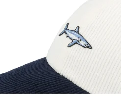 Tiny Mako Shark Corduroy Off White/Navy Dad Cap - Skillfish