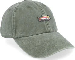 Tiny Rainbow Trout Fish Vintage Washed Olive Dad Cap - Skillfish