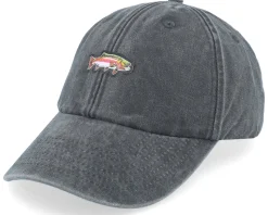 Tiny Rainbow Trout Fish Vintage Washed Black Dad Cap - Skillfish