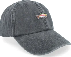 Tiny Rainbow Trout Fish Vintage Washed Black Dad Cap - Skillfish