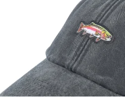 Tiny Rainbow Trout Fish Vintage Washed Black Dad Cap - Skillfish