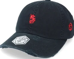 Tiny Red Dragon Ripped Black Dad Cap - Critiql Hit