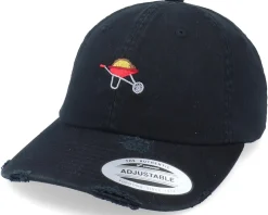 Tiny Red Wheelbarrow Ripped Black Dad Cap - Abducted