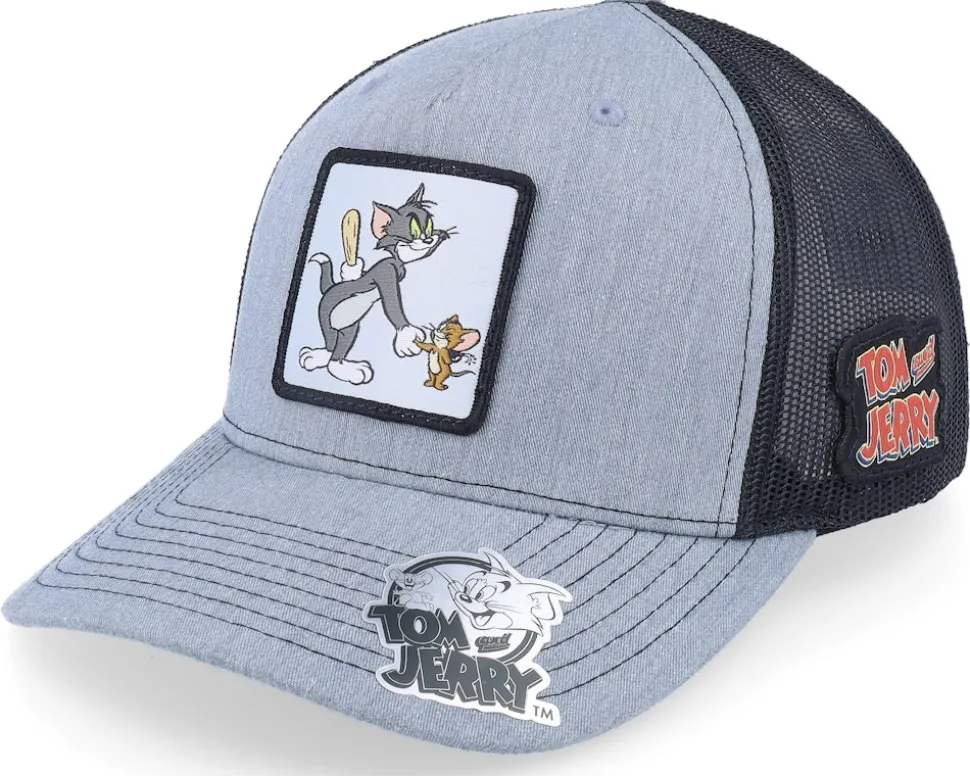 Tom & Jerry Shaking Hands Heather Grey/Black - Tom & Jerry