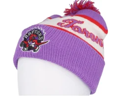 Toronto Raptors Block Sweep Pom Knit Hwc Purple Pom - Mitchell & Ness