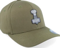 Tors Hammer Mjölner Olive Green Flexfit - Vikings