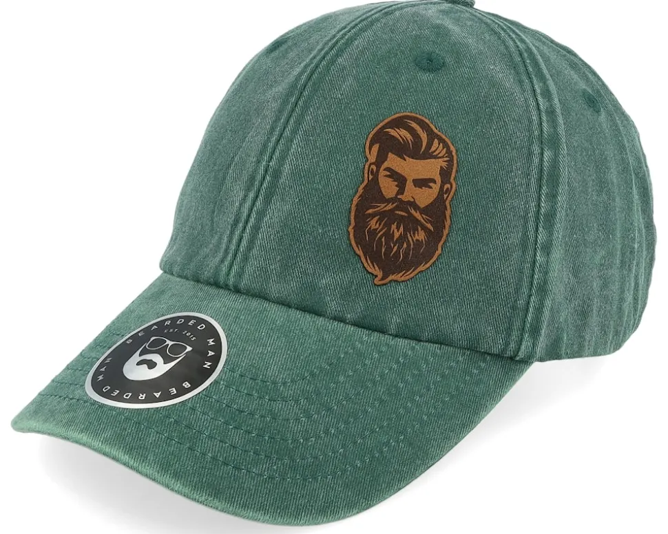 Tough Beard Vintage Washed Bottle Green Dad Cap - Bearded Man