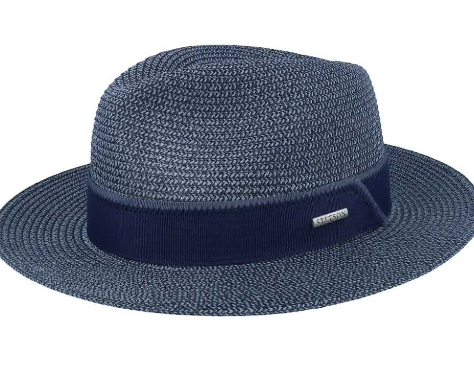 Toyo Light Blue/Navy Traveller Straw Hat - Stetson