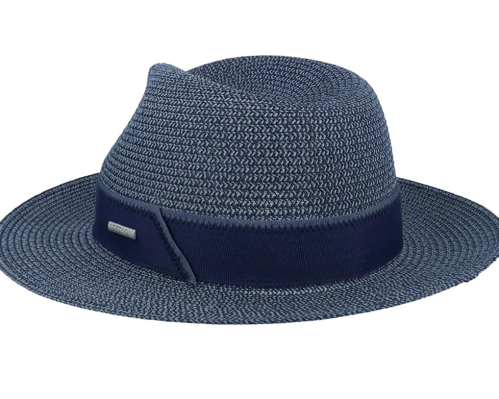 Toyo Light Blue/Navy Traveller Straw Hat - Stetson