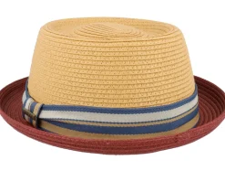 Toyo Red/Beige Pork Pie Straw Hat - Stetson