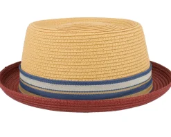 Toyo Red/Beige Pork Pie Straw Hat - Stetson