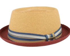 Toyo Red/Beige Pork Pie Straw Hat - Stetson