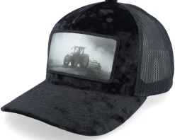 Tractor Black & White Patch Velvet Black A-Frame Trucker - Calza Pennello
