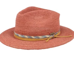 Traveller Raffia Crochet Burned Orange Straw Hat - Stetson