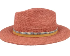 Traveller Raffia Crochet Burned Orange Straw Hat - Stetson