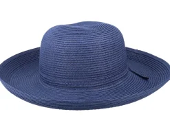 Traveller Sun Hat Navy Blue Straw Hat - Sur la tête
