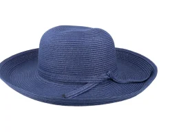 Traveller Sun Hat Navy Blue Straw Hat - Sur la tête