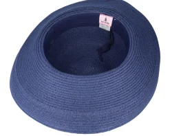 Traveller Sun Hat Navy Blue Straw Hat - Sur la tête