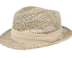 Trilby Seagras With Trimming Nature Straw Hat - Seeberger