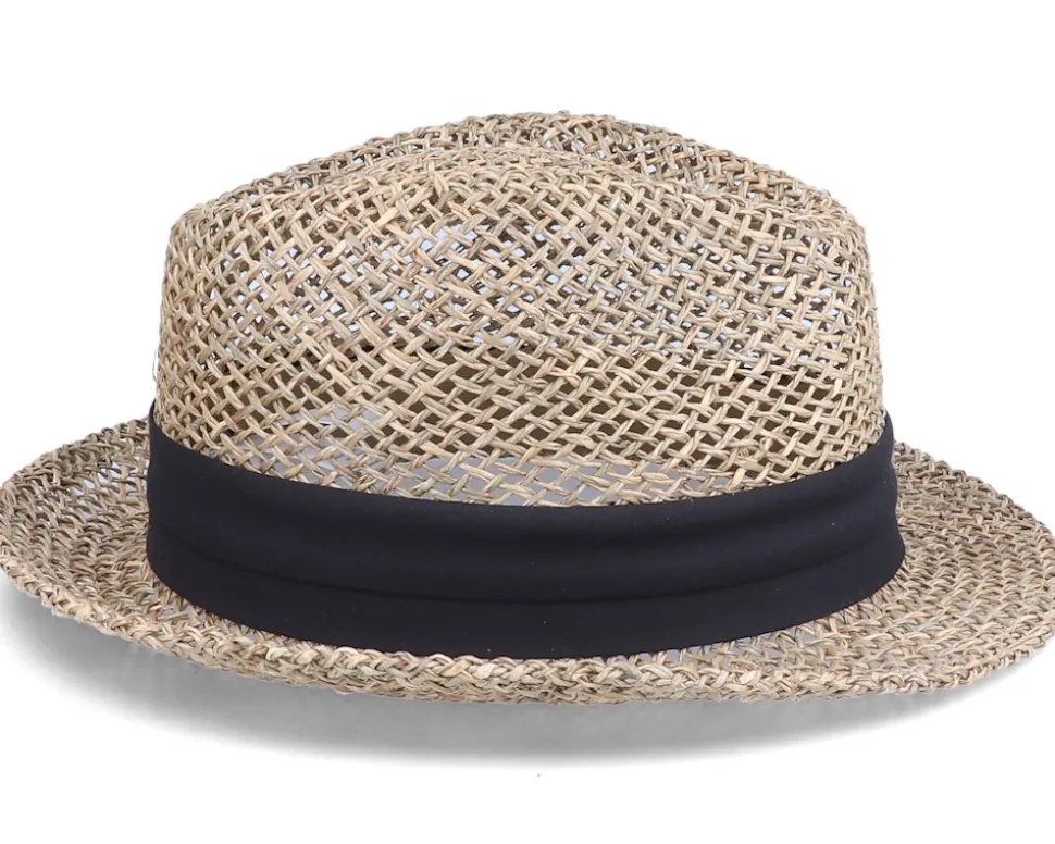 Trilby Seagras With Trimming Nature/Black Straw Hat - Seeberger