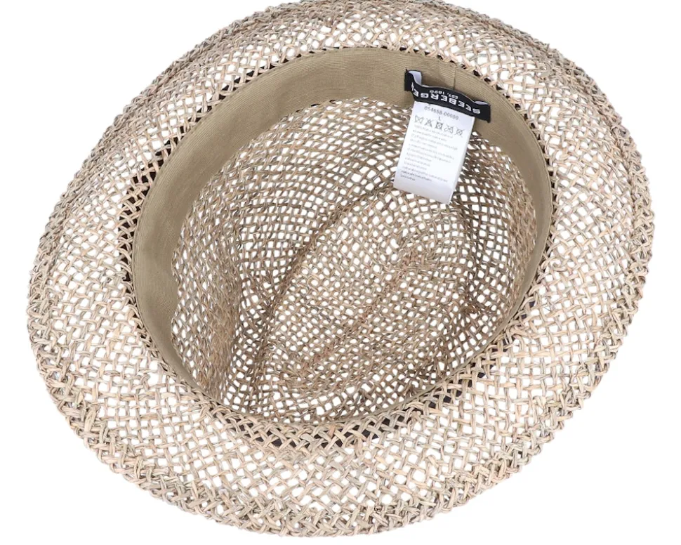 Trilby Seagras With Trimming Nature/Black Straw Hat - Seeberger