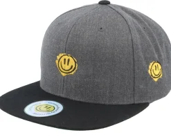 Trippy Smiley Charcoal/Black Snapback - Lucid Smile