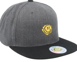 Trippy Smiley Charcoal/Black Snapback - Lucid Smile