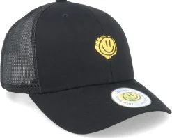 Trippy Smiley Retro Black Trucker - Lucid Smile