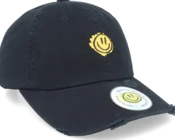 Trippy Smiley Ripped Black Dad Cap - Lucid Smile