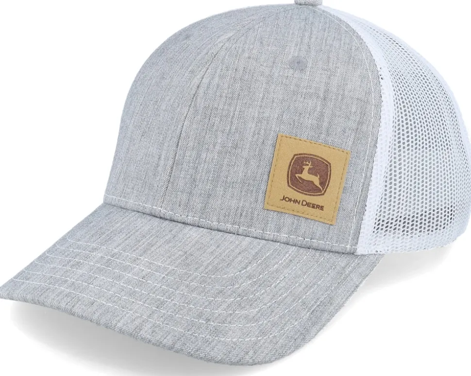 Twill/Mesh Sueded Logo Cap Heather Grey/White Trucker - John Deere