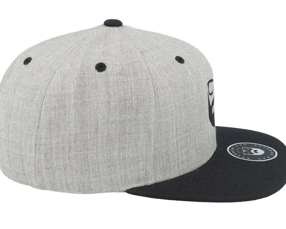 Two Tone Logo Heather Grey/Black Snapback - Bearded Man