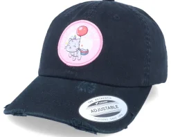 Unicorn Cat Love Patch Destroyed Black Dad Cap - Unicorns