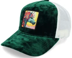 Unicorn Sunset Velvet Green/Ivory A-frame Trucker - Unicorns