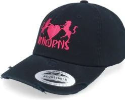Unicorns Heart Black Destroyed Dad Cap - Unicorns